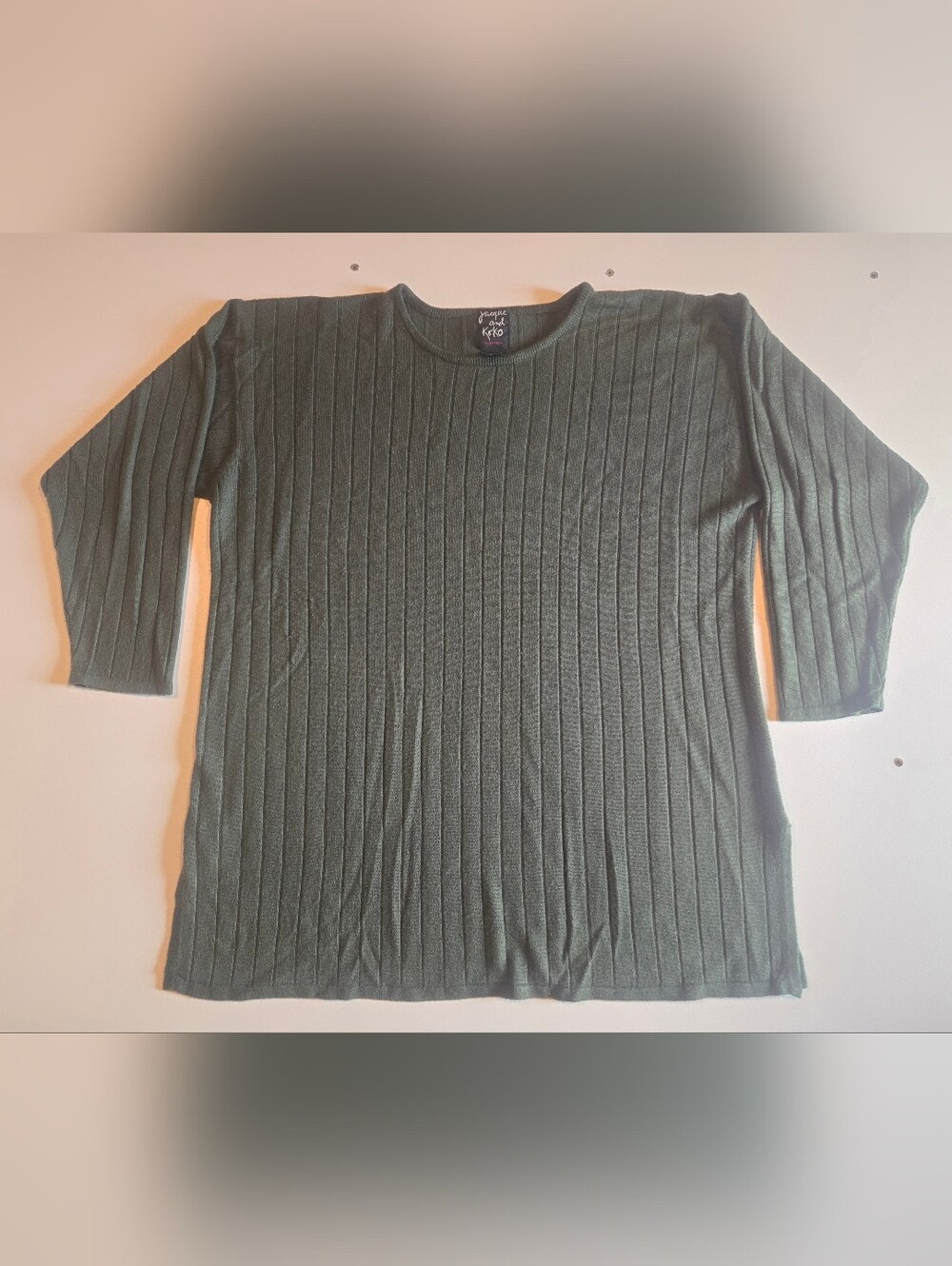 Jacque And KoKo Together Dark Green Ribbed Crewneck Sweater